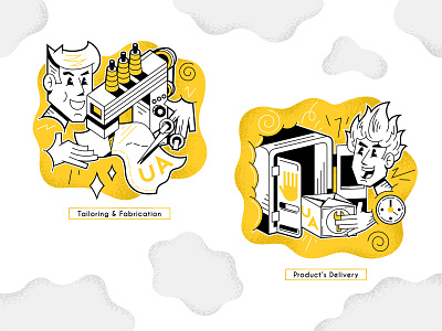 "UA Makers" Co. Sticker Set character emoji handcrafted icon set illustration makers sticker texturing ukraine vector