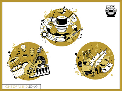"One Of A Kind Song" Icon Illustrations Set graphic design guitar icon icon design illustration music music production musical instruments musical notes sound