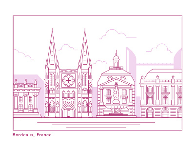 The city of Bordeaux. architecture bordeaux france illustration landmark outlined skyline stroke vector world