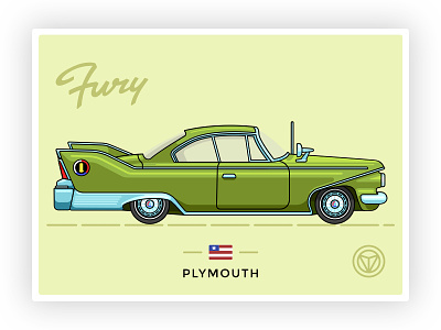 1960 Plymouth Fury graphicdesign icon illustration lettering outline retrocar vector vintage plymouth fury