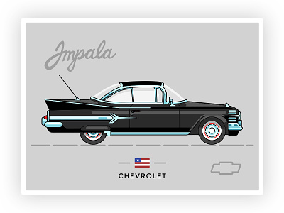 1960 Chevrolet Impala chevrolet graphicdesign hustle icon illustration impala lettering outline retrocar usa vector vintage