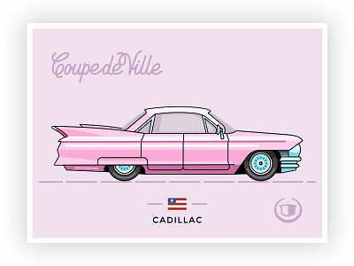 1961 Cadillac Series 62 DeVille cadillac coupe graphicdesign icon illustration lettering miami outline retrocar usa vector