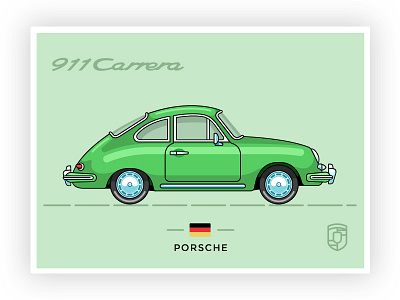 Porsche 911(Classic) 1964 carrera graphicdesign hustle icon illustration lettering outline porsche retrocar usa vector