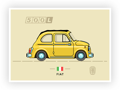 Fiat 500L 500l fiat graphicdesign hustle icon illustration italy lettering outline retrocar vector