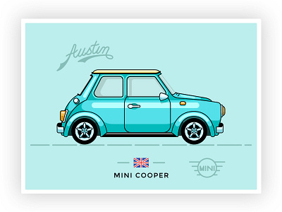 Mini Cooper Austin 1964 austin graphicdesign hustle icon illustration italy lettering minicooper outline retrocar vector
