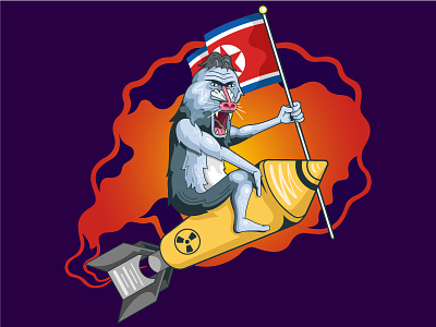 The Worst Nuclear Warrior ape bomb character design illustration kim monkey north vector warrior