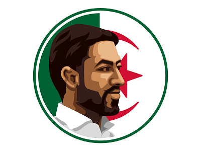 Portrait design algerian caricature face flag illustration popart portrait vector