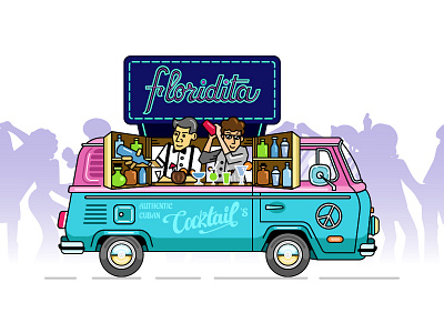 Floridita Cocktail Van cartoon cartooning cocktail eyecatching floridita illustration lettering outlined silhouette stroke van volkswagen