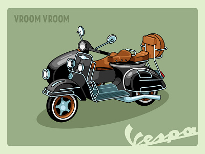 Vintage Vespa Sidecar Poster illustration poster posterdesign retro scooter scooty sidecar stylish vector vespa vintage