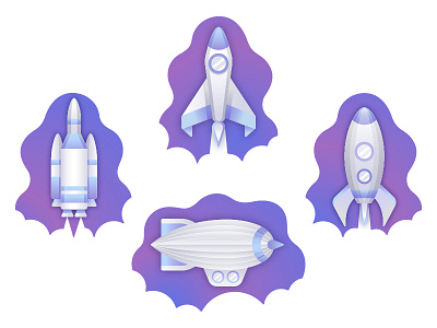 Aircraft Icon Illustrations cosmic design gradient icon illustraton launch rocket space zeppelin