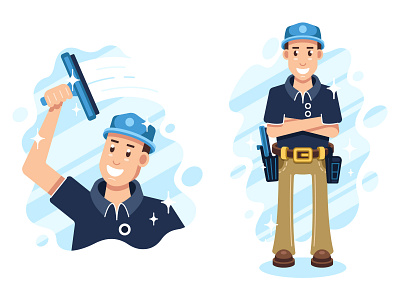 Squeegeehero Characters character characters design cleaning company flat illustration vector