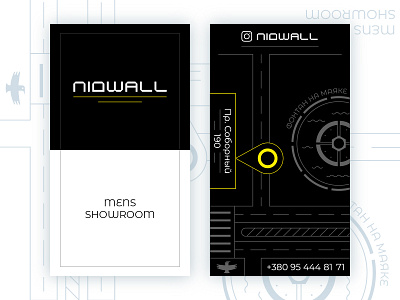 ПІДWALL Visiting Card graphic design icon design line art map minimalistic design stroke design stroke illustration visiting card visiting card design