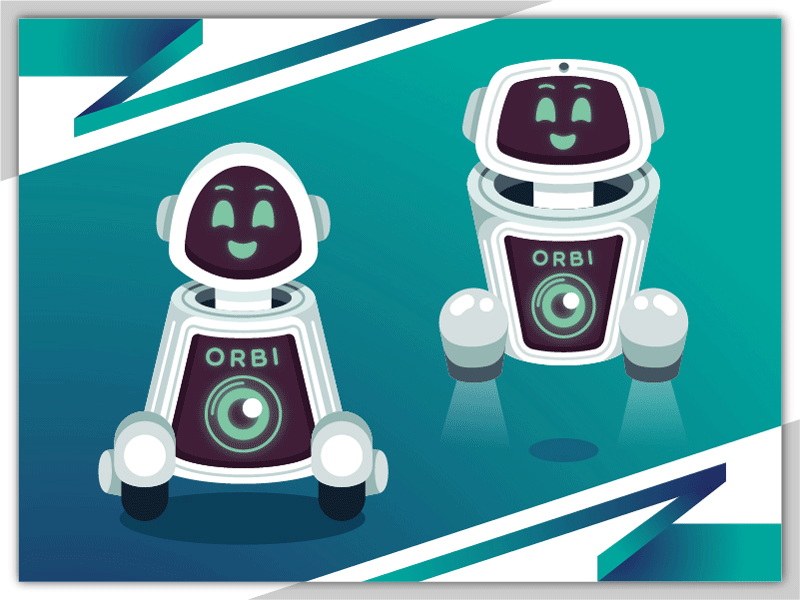 The futuristic robot "Orbi" options 3d assistant character character design flat 3d hovering illustration isometric robot vector art
