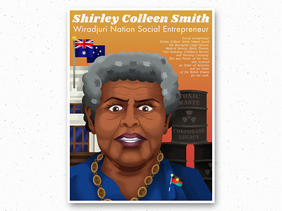 Influential Indigenous Australians Project australian enterpreneur human right illustration illustration design indigenous portrait poster poster design rebel shirley textures