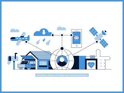 "Connected Devices" icon illustration behance cartoon connected devices dribbble best shot graphic art icon design internet of things outline satelite smart smart home smartwatch stroke stylish vector vector illustration wearables