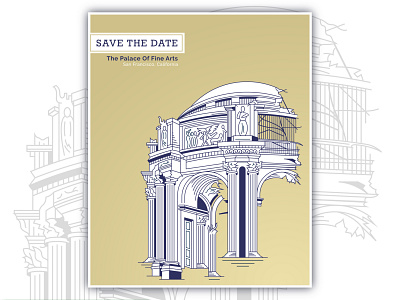 The Illustrated Invitation Design architecture california illustration illustration design invitation invitation design outline palace stroke