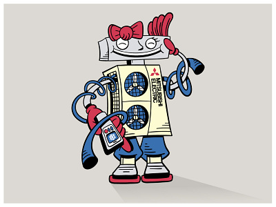 Repairwomen Mascot for "Mitsubishi Electric" cartoon cartoonish character handdrawn illustration mascot mitsubishi robot