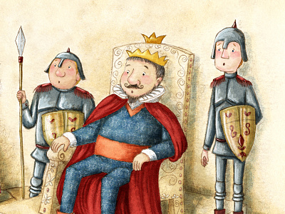 King And Knights character design fairy tale illustration king knight maria bogade mixed media picture book