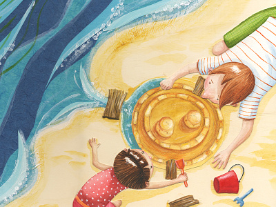 The Sea acrylic collage girl holiday maria bogade picture book sand sea summer vacation watercolor