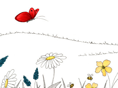 Another sneak peek at my current book project bees butterfly flowers ink maria bogade mixed media picture book publishing