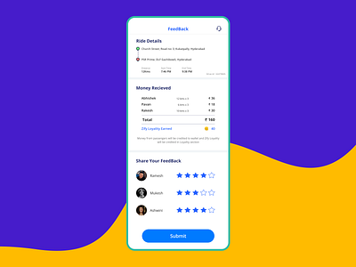 Rating or Feedback app carpooling coins commuting design feedback feedback form invoice mobile product design ratings uidesign uxdesign