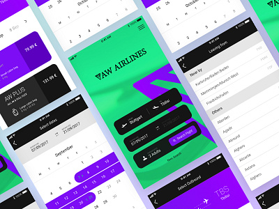 Aw Airlines - Appdesign affinity affinity designer airlines app interface ui ux