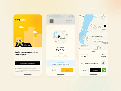 VivoCabs - Driver App (New Design) cab app fatbit interface minimal product taxi app ui vivocabs