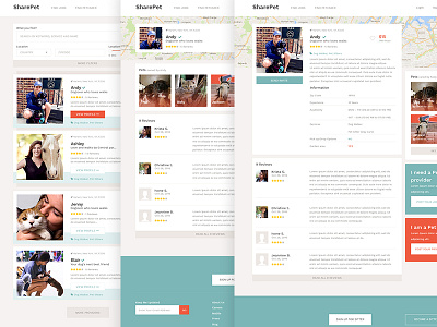 Share Pet Pages clean homepage inner page interface minimal pet product sitter ui web web design