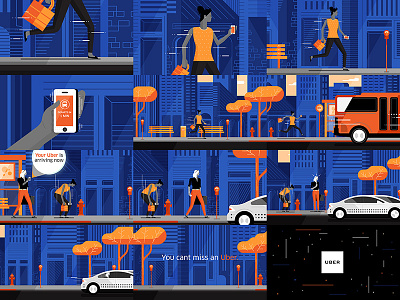 Uber Digital Rider 'Late' Illustration frames 2d character city flat illustration uber vector