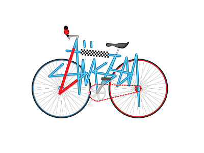 Bike type bike design flat illustration stussy type typography vector