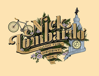 Nick Lombardo and the decent ok bike branding flowers illustration logo philadelphia typography victorian