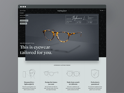 Topology branding design eyewear glasses luxury premium technology ux design web design