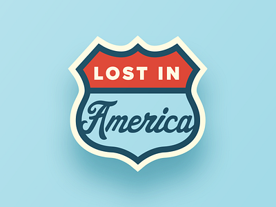 Lost In America II Lapel Pin america americana highway iconic lapel pin lost red white and blue road sign route 66 travel