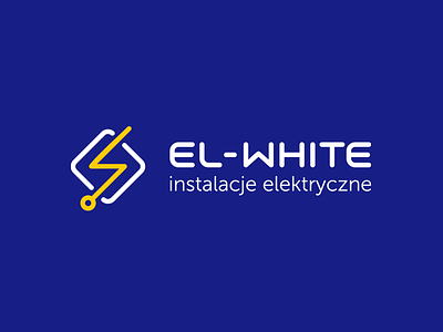 EL-WHITE electric company blue electric logo minimal thunder white yellow