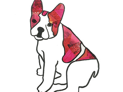 Collage Dog collage dog dogs french bulldog illustration pink