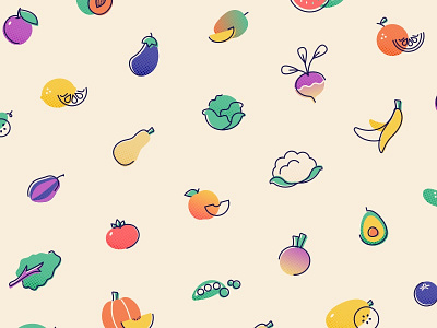Fruit and Vegetable Icons fruit icons illustration vector vegetable