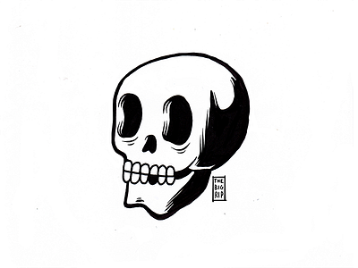 24_08_2016_TheBigRip drawing face ink portrait skull thebigrip