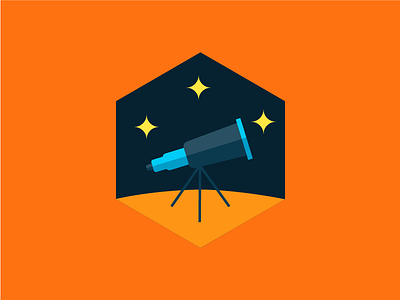 Discovery discovery icon illustration orange space stars telescope