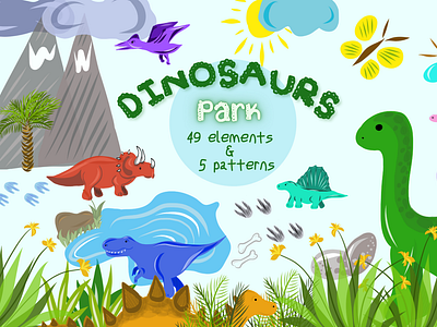 Dinosaurs Park Clipart Collection