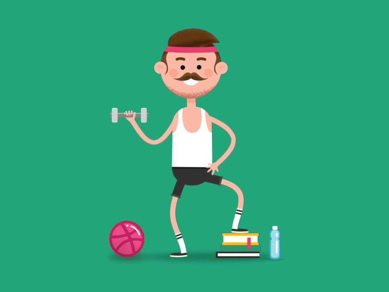Hello, Dribbble! 2d after effects animation character debut flat hello illustration invite motion thanks