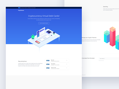 Crypto Landing page bitcoin blue concept crypto dashboard homepage interface landing page material material design minimal web web design