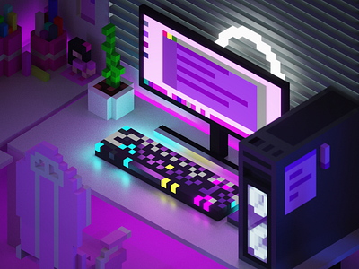 My pinkRoom voxelart 3dgamepad 3droom 3droomsetup blender design ditech illustration magicavoxel voxel voxelart