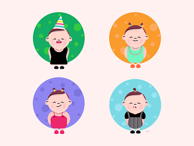 Kiddo Avatars avatar avatardesign baby character characterdesign flatdesign illustration kids minimalavatar person profile vector vectorart