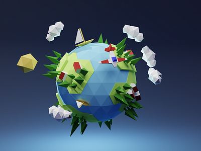 Low poly 3D planet 3d blender illustraion planet practice