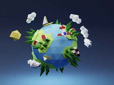 Low poly 3D planet