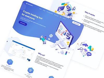 Landing page for crypto trading bot crypto cryptocurrency landing page robot trading ui web