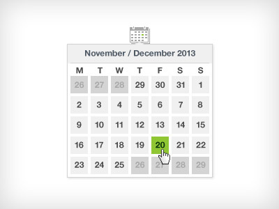UI calendar calendar green grey ui
