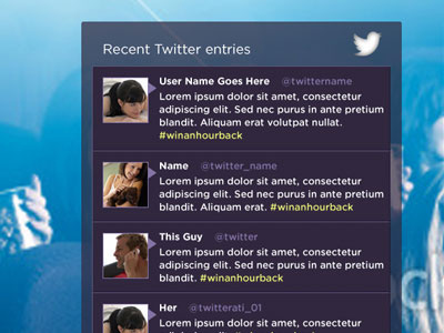 Twitter Feed blue purple twitter feed