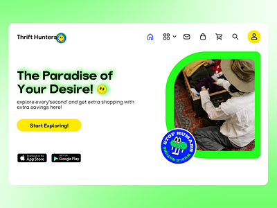 Thrift Landing Page - Website great design home page landing page thrift hunter thrifting website thriftshop ui ui design unique design web design website website design