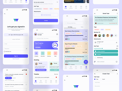 Task Management Application app company task design explorations explore home home page login login page manage mobile task detail task list task management task managing ui ui design ui mobile ui ux workers app